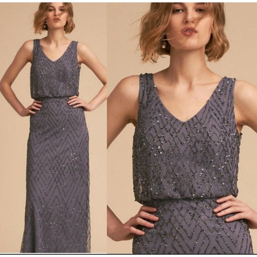 BHLDN Beaded Maxi Dress in Slate